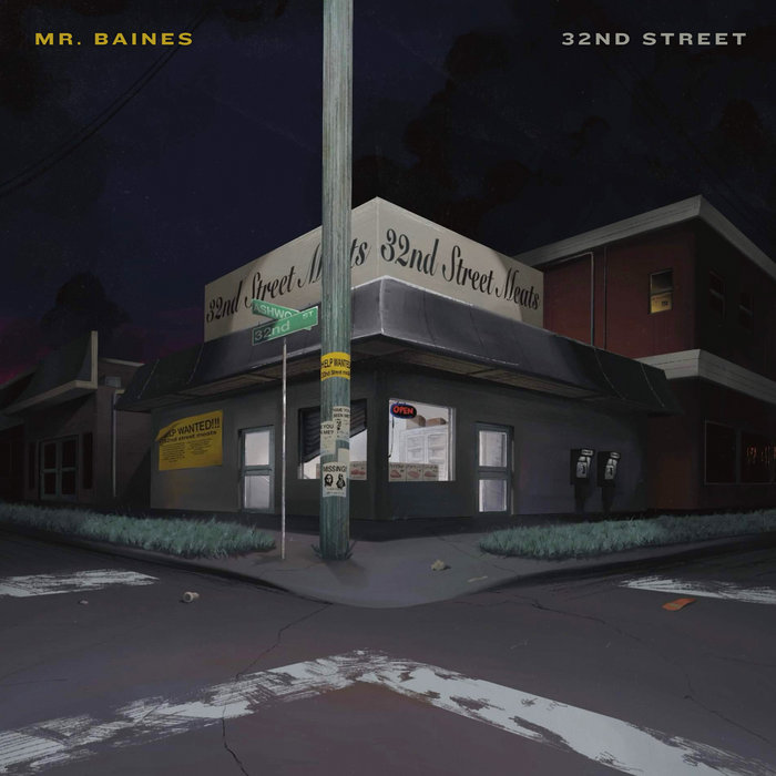 32nd Street album cover: an illustrated corner butcher shop beneath a dark night sky